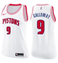 Women's Nike Detroit Pistons #9 Langston Galloway Swingman White/Pink Fashion NBA Jersey