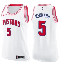 Women's Nike Detroit Pistons #5 Luke Kennard Swingman White/Pink Fashion NBA Jersey