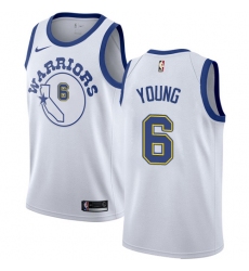 Men's Nike Golden State Warriors #6 Nick Young Authentic White Hardwood Classics NBA Jersey