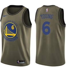 Youth Nike Golden State Warriors #6 Nick Young Swingman Green Salute to Service NBA Jersey