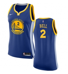 Women's Nike Golden State Warriors #2 Jordan Bell Authentic Royal Blue Road NBA Jersey - Icon Edition