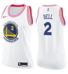 Women's Nike Golden State Warriors #2 Jordan Bell Swingman White/Pink Fashion NBA Jersey