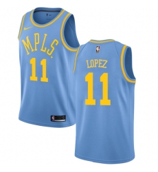 Men's Nike Los Angeles Lakers #11 Brook Lopez Authentic Blue Hardwood Classics NBA Jersey