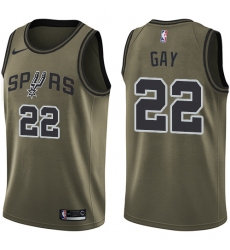 Youth Nike San Antonio Spurs #22 Rudy Gay Swingman Green Salute to Service NBA Jersey