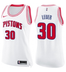 Women's Nike Detroit Pistons #30 Jon Leuer Swingman White/Pink Fashion NBA Jersey