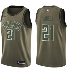 Men's Nike Milwaukee Bucks #21 Tony Snell Swingman Green Salute to Service NBA Jersey