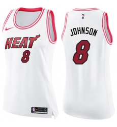 Women's Nike Miami Heat #8 Tyler Johnson Swingman White/Pink Fashion NBA Jersey