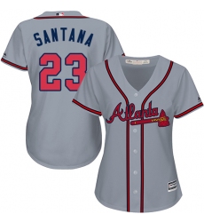 Women's Majestic Atlanta Braves #23 Danny Santana Authentic Grey Road Cool Base MLB Jersey