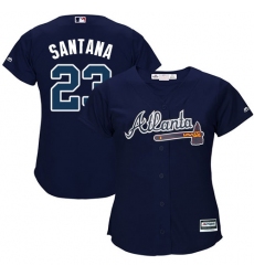 Women's Majestic Atlanta Braves #23 Danny Santana Replica Blue Alternate Road Cool Base MLB Jersey