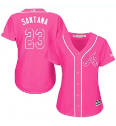 Women's Majestic Atlanta Braves #23 Danny Santana Replica Pink Fashion Cool Base MLB Jersey