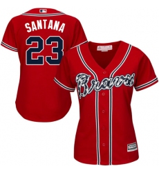 Women's Majestic Atlanta Braves #23 Danny Santana Replica Red Alternate Cool Base MLB Jersey