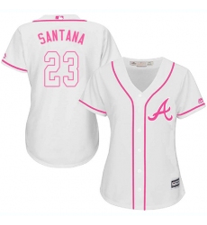 Women's Majestic Atlanta Braves #23 Danny Santana Replica White Fashion Cool Base MLB Jersey