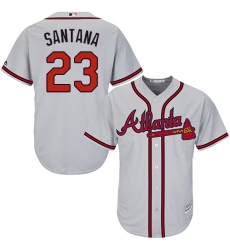 Youth Majestic Atlanta Braves #23 Danny Santana Replica Grey Road Cool Base MLB Jersey