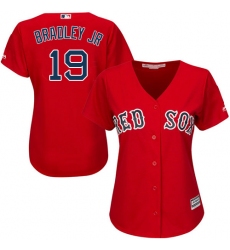 Women's Majestic Boston Red Sox #19 Jackie Bradley Jr Replica Red Alternate Home MLB Jersey