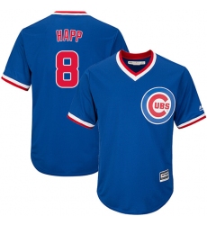 Youth Majestic Chicago Cubs #8 Ian Happ Replica Royal Blue Cooperstown Cool Base MLB Jersey