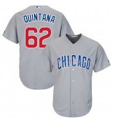 Men's Majestic Chicago Cubs #62 Jose Quintana Replica Grey Road Cool Base MLB Jersey