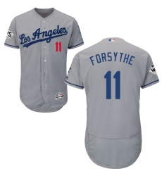 Men's Majestic Los Angeles Dodgers #11 Logan Forsythe Authentic Grey Road 2017 World Series Bound Flex Base MLB Jersey