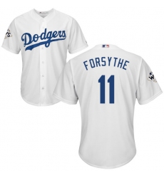 Men's Majestic Los Angeles Dodgers #11 Logan Forsythe Replica White Home 2017 World Series Bound Cool Base MLB Jersey