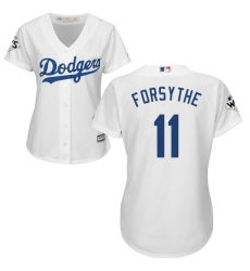 Women's Majestic Los Angeles Dodgers #11 Logan Forsythe Authentic White Home 2017 World Series Bound Cool Base MLB Jersey