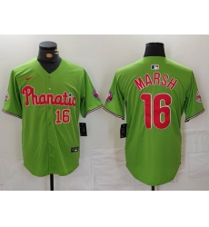 Men's Philadelphia Phillies #16 Brandon Marsh Number Green With Stitched Cool Base Nike Jersey