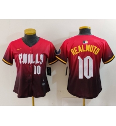 Women's Philadelphia Phillies #10 JT Realmuto Number Red 2024 City Connect Limited Jerseys