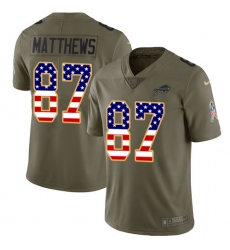 Men's Nike Buffalo Bills #87 Jordan Matthews Limited Olive/USA Flag 2017 Salute to Service NFL Jersey