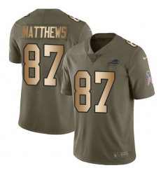 Youth Nike Buffalo Bills #87 Jordan Matthews Limited Olive/Gold 2017 Salute to Service NFL Jersey