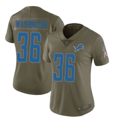 Women's Nike Detroit Lions #36 Dwayne Washington Limited Olive 2017 Salute to Service NFL Jersey