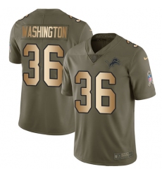 Youth Nike Detroit Lions #36 Dwayne Washington Limited Olive/Gold Salute to Service NFL Jersey