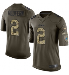 Men's Nike Detroit Lions #2 Kasey Redfern Elite Green Salute to Service NFL Jersey