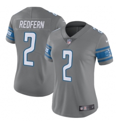 Women's Nike Detroit Lions #2 Kasey Redfern Limited Steel Rush Vapor Untouchable NFL Jersey