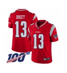 Men's New England Patriots #13 Phillip Dorsett Limited Red Inverted Legend 100th Season Football Jersey