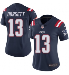 Women's Nike New England Patriots #13 Phillip Dorsett Limited Navy Blue Rush Vapor Untouchable NFL Jersey