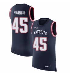 Men's Nike New England Patriots #45 David Harris Navy Blue Rush Player Name & Number Tank Top NFL Jersey