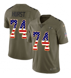 Men's Nike Baltimore Ravens #74 James Hurst Limited Olive/USA Flag Salute to Service NFL Jersey