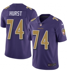 Men's Nike Baltimore Ravens #74 James Hurst Limited Purple Rush Vapor Untouchable NFL Jersey