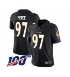 Men's Baltimore Ravens #97 Michael Pierce Black Alternate Vapor Untouchable Limited Player 100th Season Football Jersey