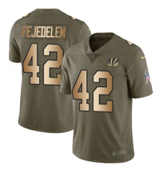 Youth Nike Cincinnati Bengals #42 Clayton Fejedelem Limited Olive/Gold 2017 Salute to Service NFL Jersey
