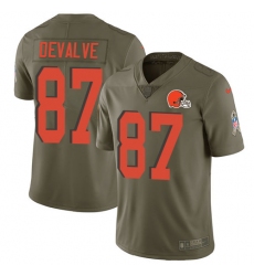 Men's Nike Cleveland Browns #87 Seth DeValve Limited Olive 2017 Salute to Service NFL Jersey