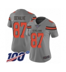 Women's Cleveland Browns #87 Seth DeValve Limited Gray Inverted Legend 100th Season Football Jersey