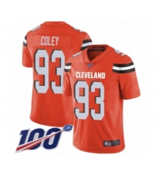 Men's Cleveland Browns #93 Trevon Coley Orange Alternate Vapor Untouchable Limited Player 100th Season Football Jersey