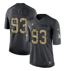Men's Nike Cleveland Browns #93 Trevon Coley Limited Black 2016 Salute to Service NFL Jersey