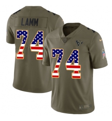 Men's Nike Houston Texans #74 Kendall Lamm Limited Olive USA Flag 2017 Salute to Service NFL Jersey