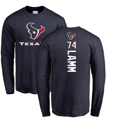 NFL Nike Houston Texans #74 Kendall Lamm Navy Blue Backer Long Sleeve T-Shirt