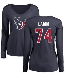 NFL Women's Nike Houston Texans #74 Kendall Lamm Navy Blue Name & Number Logo Long Sleeve T-Shirt