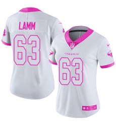 Women's Nike Houston Texans #63 Kendall Lamm Limited White/Pink Rush Fashion NFL Jersey
