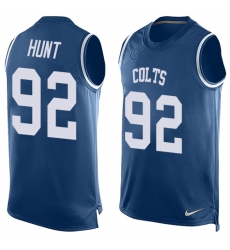 Men's Nike Indianapolis Colts #92 Margus Hunt Limited Royal Blue Player Name & Number Tank Top NFL Jersey