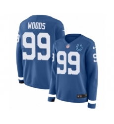 Women's Nike Indianapolis Colts #99 Al Woods Limited Blue Therma Long Sleeve NFL Jersey