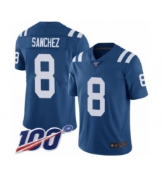 Youth Indianapolis Colts #8 Rigoberto Sanchez Royal Blue Team Color Vapor Untouchable Limited Player 100th Season Football Jersey