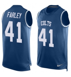 Men's Nike Indianapolis Colts #41 Matthias Farley Limited Royal Blue Player Name & Number Tank Top NFL Jersey